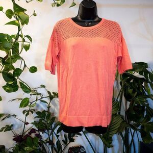 Unbranded Pink Salmon Knit Lace Shoulder Tunic, Size M